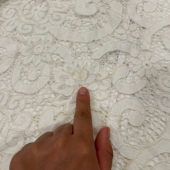 Nanette Lepore White Floral Lace Blouse XL Romantic Short Sleeve Boho Chic Top - Picture 4 of 6